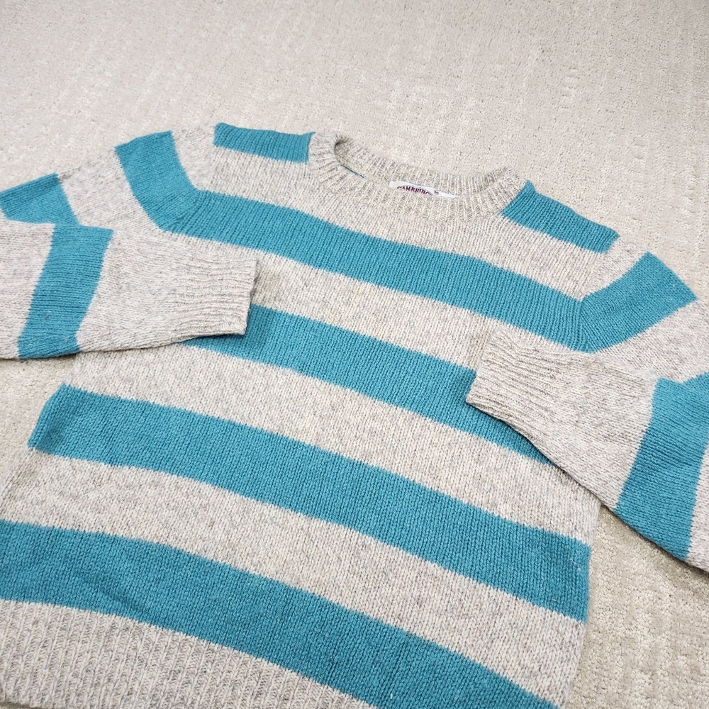 Vintage Cambridge Woolen Sweater Women Medium Wool Blend Chunky Knit Striped USA
